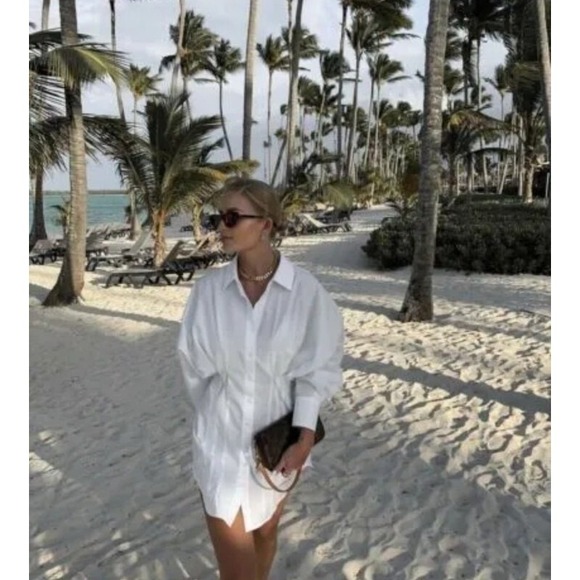 Zara‎ Women Pleated Poplin Shirt White Bloggers Fav Sz Extra Small - Picture 2 of 8